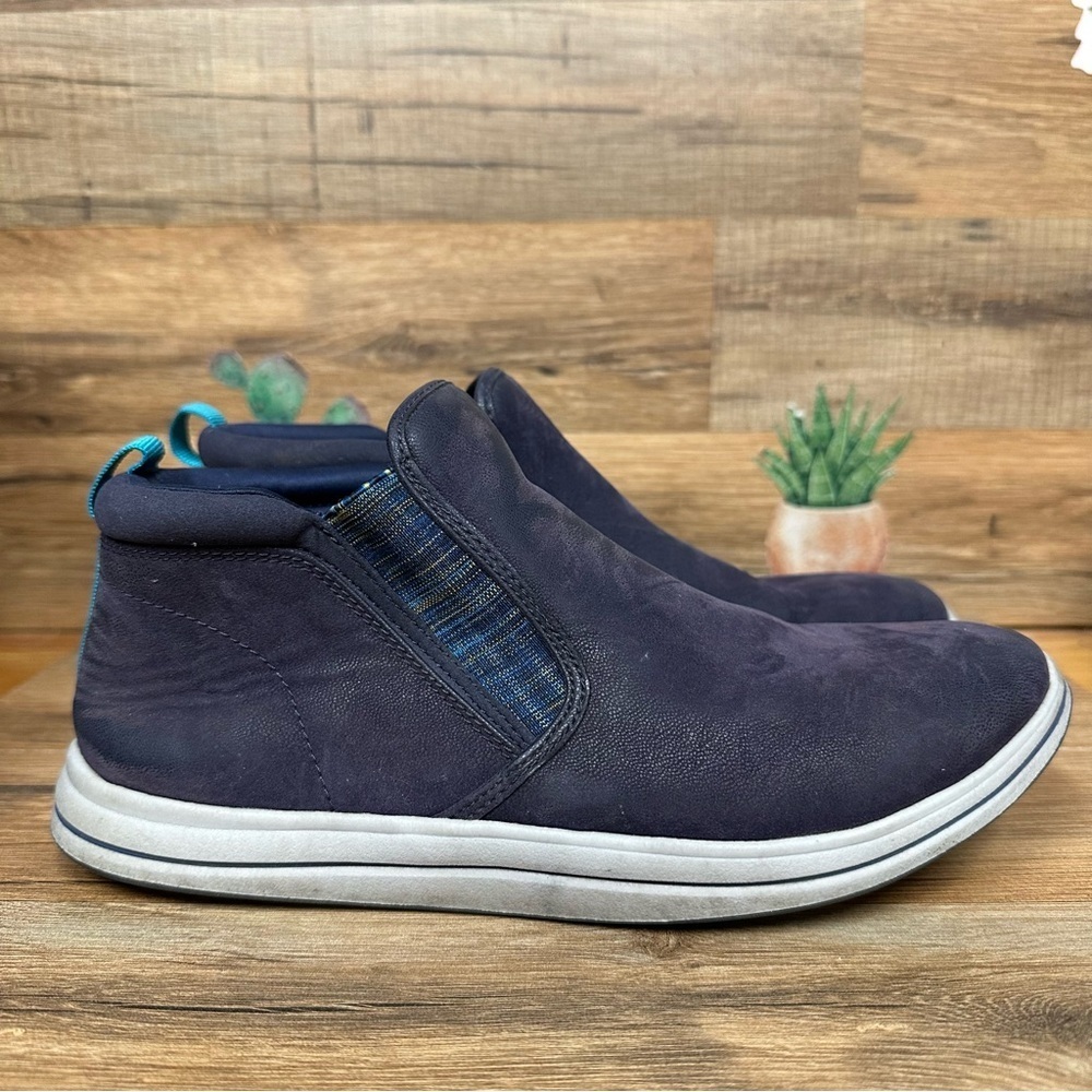 Clarks Breeze Clover Ankle Boots Womens Size 8 Wide Blue Side Zip Comfort Shoes